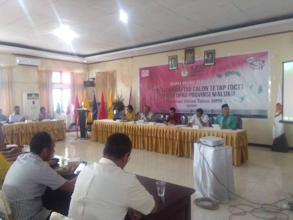 Pleno Penetapan DCT yang dilakukan  Komisi Pemilihan Umum (KPU) Provinsi Maluku, Kamis petang (20/09/18)