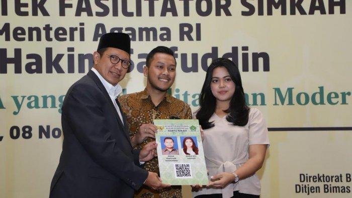 Peluncuran aplikasi-sistem informasi-manajemen nikah Simkah yang dilakukan Kemanag. 