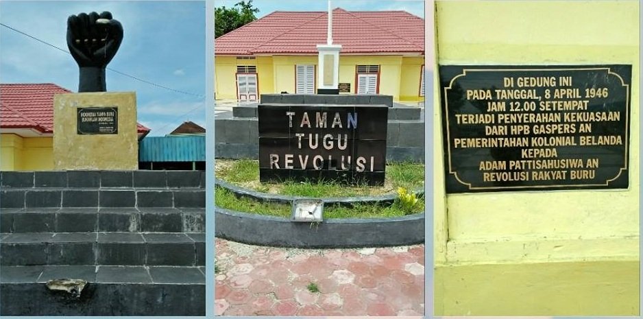 Tugu revolusi yang dibangun pemerintah setempat sebagai tanda mengenang jasa perlawanan Pemuda Merah Putih di Pulau Buru