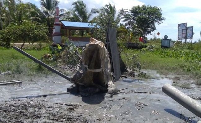 Lokasi semburan lumpur di Desa Morokay, Kecamatan Seram Utara Kobi, Kabupaten Maluku Tengah,  Senin (11/3/2019) 