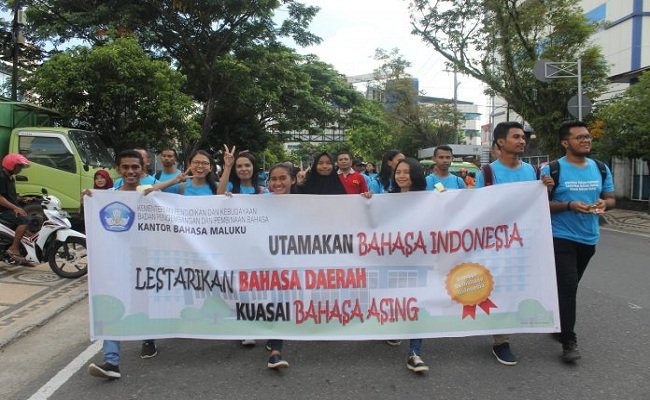 Kegiatan deklarasi pemartabatan penggunaan Bahasa Indonesia yang digelar Kantor Bahasa Maluku, 19 Desember 2018 (FOTO: DOK KANTOR BAHASA MALUKU)