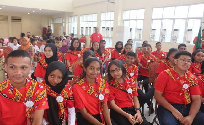 Sejumlah anak hadir dalam puncak peringatan HAN tahun 2019 dengan mengusung tema “Peran Keluarga Dalam Perlindungan Anak”  berlangsung di Gedung Serba Guna Xaverius, Ambon, Selasa (13/8/2019). (FOTO: HUMAS PEMPROV MALUKU)