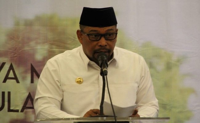 Gubernur Maluku Murad Ismail saat memberikan sabutan pada sebuah kegiatan serimonial yang digelar Pemprov Maluu