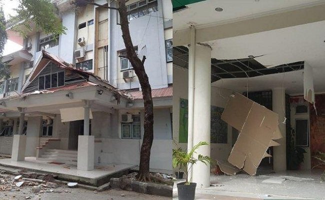 Kerusakan di Gedung jurusan kehutanan Universitas Pattimura, Ambon, setelah diguncang gempa 6,8 SR, Kamis (26/9/2019). (SUMBER : Twiter BNPB)
