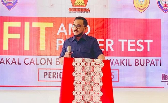 Bakal Calon Kepala Daerah Fachri Husni Alkatiri saat menyampaikan visi-misi yang dilakukan Partai Gerindra Maluku
