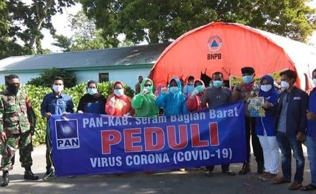 Aksi peduli pencegahan virus Corona dilakukan Dewan Pimpinan Cabang,  Partai Amanat Nasional (DPC-PAN) Seram Bagian Barat (SBB), yang dipusatkan di pelabuhan Waipirit, Kabupaten SBB, Selasa (31/03/2020).