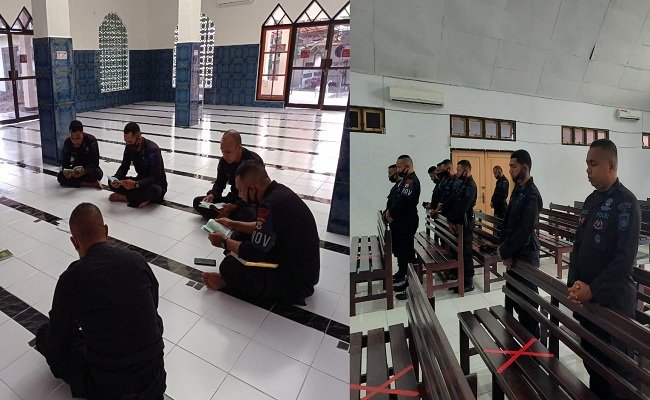 Kegiatan pembinaan rohani dan mental (Binrohtal) yang digelar secara rutin oleh personil Batalyon A Pelopor Satuan Brimob Polda Maluku, Kamis (05/11/2020).