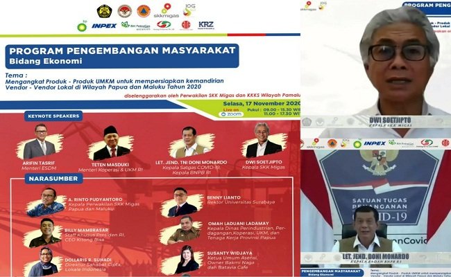 Webinar tentang Program Pengembangan Masyarakat (PPM) yang digagas SKK Migas dan Kontraktor Kontrak Kerja Sama (KKKS) Papua dan Maluku, bidang ekonomi, Selasa (17/11/2020).