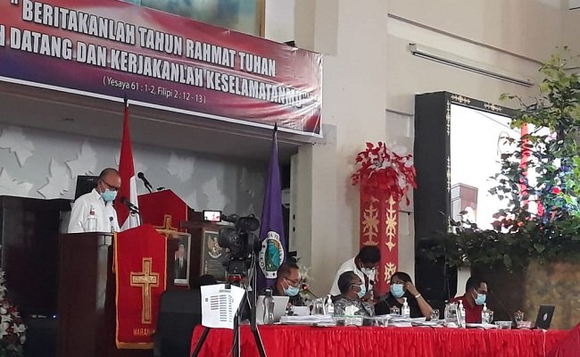 Perhelatan sidang ke-38 Sinode Gereja Protestan Maluku (GPM) yang berlangsung sejak tanggap 7 Februari 2021