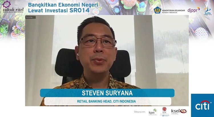 Citi Indonesia Retail Banking Head Steven Suryana saat tampil dalam acara Marketing Webinar yang bertajuk "Bangkitkan Ekonomi Negeri Lewat Investasi SR014, Senin (8/3/2021)