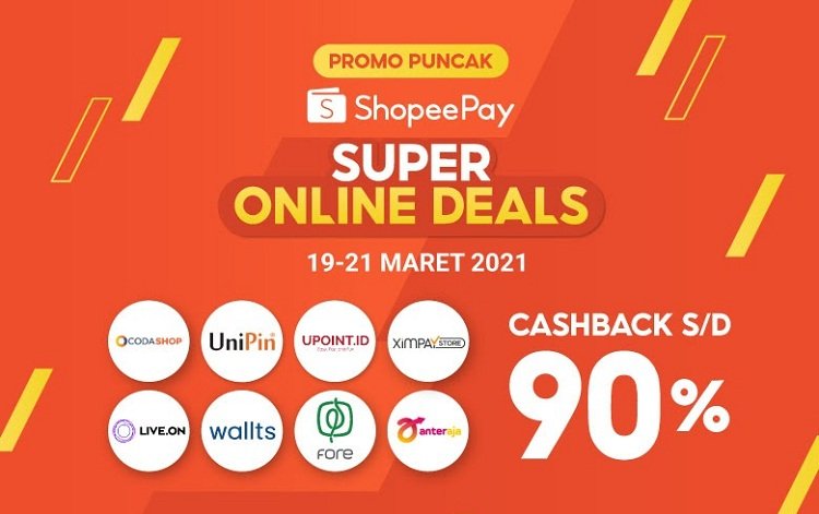 ShopeePay berikan promo cashback hingga 90% untuk pembelian voucher game, diamonds, hingga skin senjata di Codashop, UniPin, Upoint, dan Ximpay