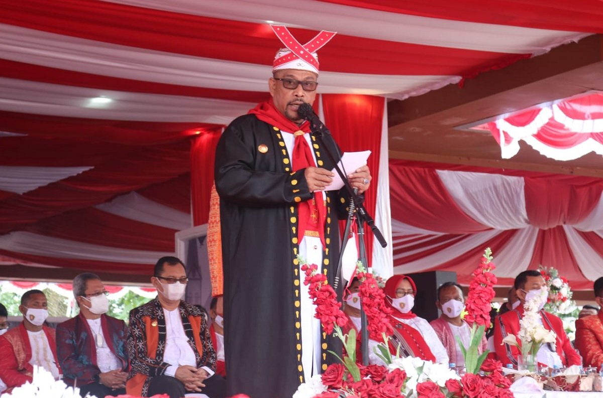 Gubernur Maluku saat memimpin upacara peringatan HUT Provinsi Maluku ke 76 di Lapangan Merdeka Ambon, Rabu (19/8/2021)