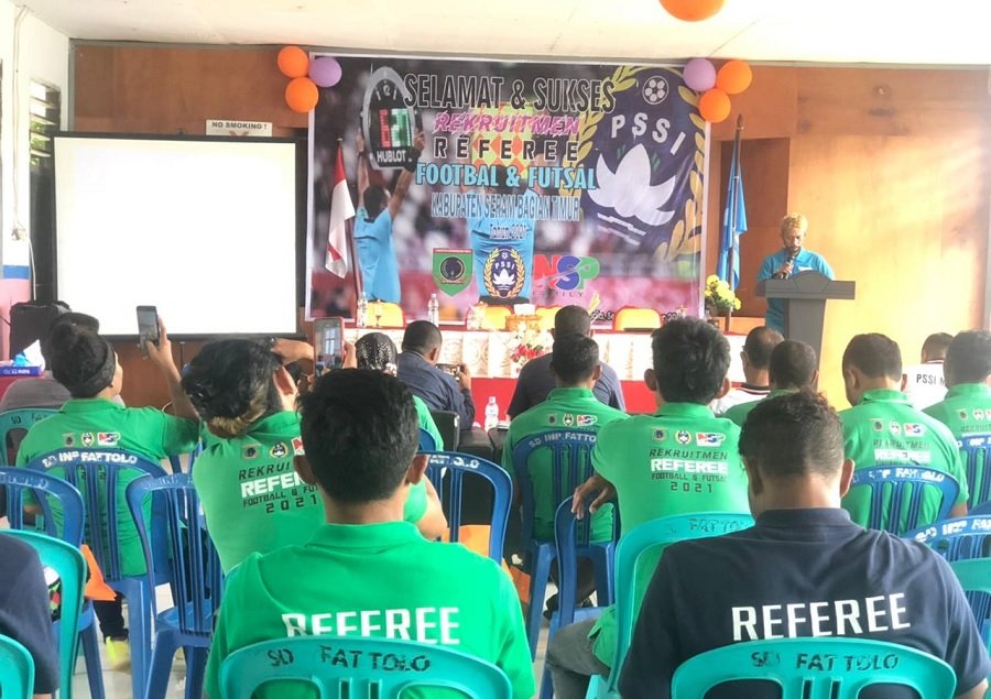 NSP Family – Dikbudpora SBT gelar rekrutmen wasit footbal dan futsal, Minggu (17/10/2021) (foto : beritabeta.com)