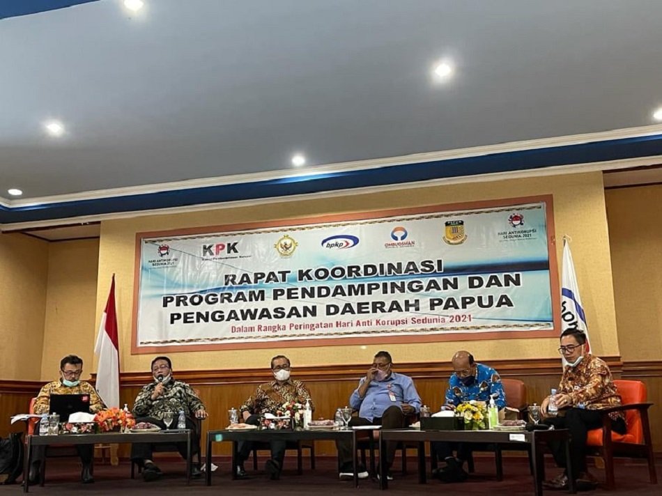 Rapat Koordinasi Program Pendampingan dan Pengawasan Daerah Papua dilaksanakan KPK di aula BPKP Perwakilan Papua.