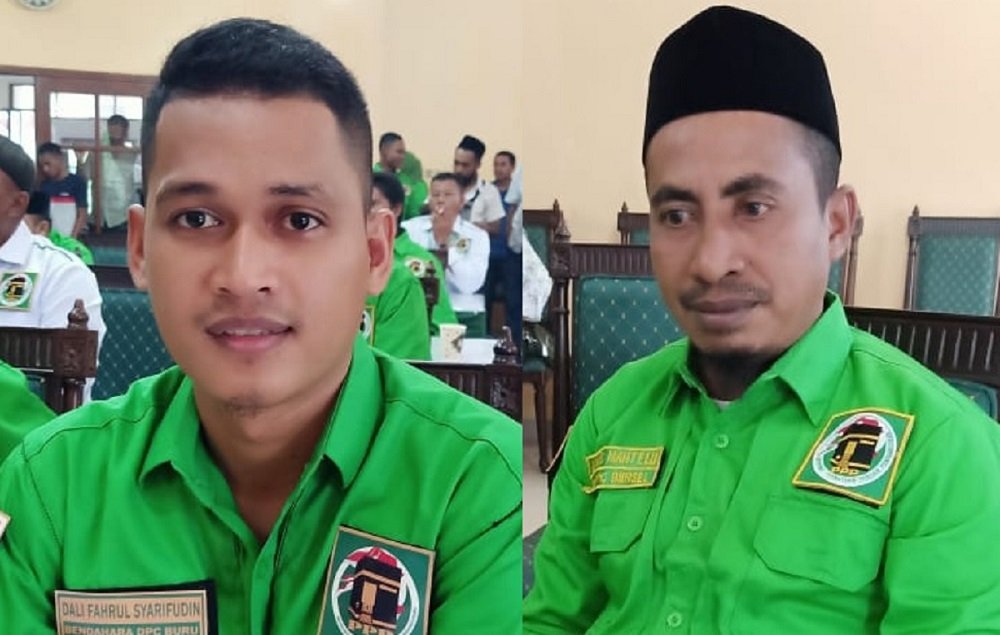Ketua DPC PPP Kabupaten Buru terpilih Dali Fahrul Syarifudin (kiri) dan Muhlis Mahtelu Ketua DPC PPP Kabupaten Buru Selatan