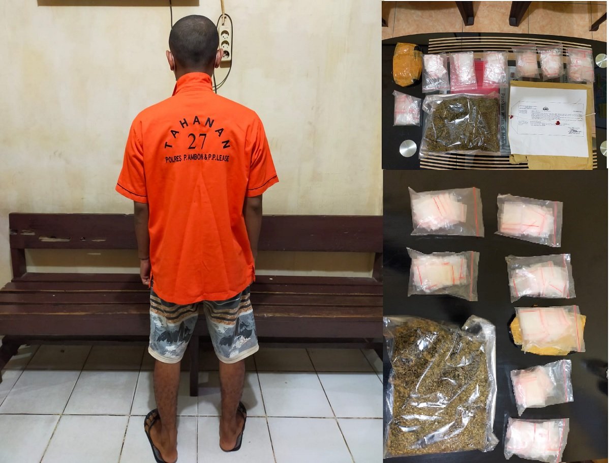 FVS pengedar ganja di amankan di Mapolresta Pulau Ambon dan PP Lease bersama barang bukti
