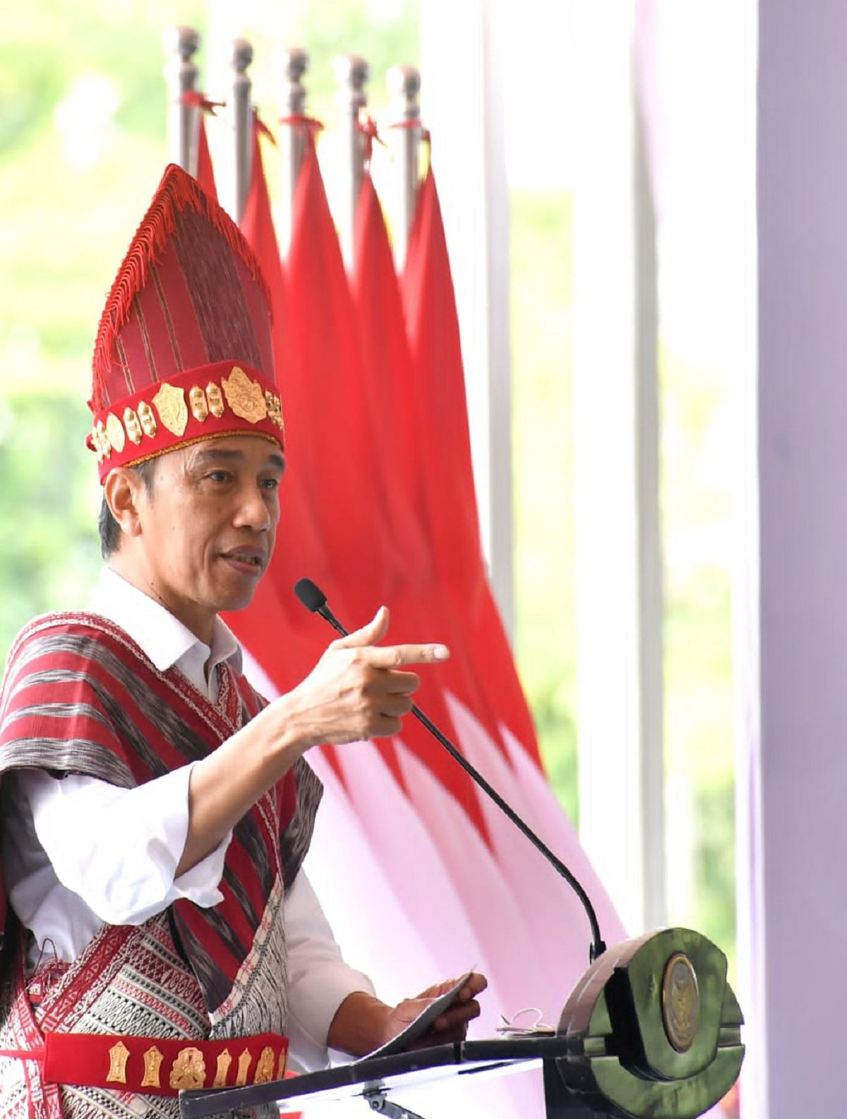 Presiden Jokowi Widodo saat memberi kata sambutan di puncak peringatan Harganas ke-29 di Medan. (Dok. Istimewa)