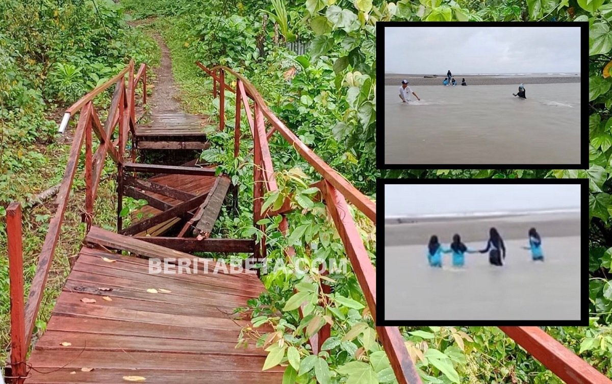 Kondisi jembatan gantung sepanjang 120 meter yang dibangun TNI dan Vertical Rescue Indonesia [VRI] di Kecamatan Kilmury  (foto: beritabeta.com)