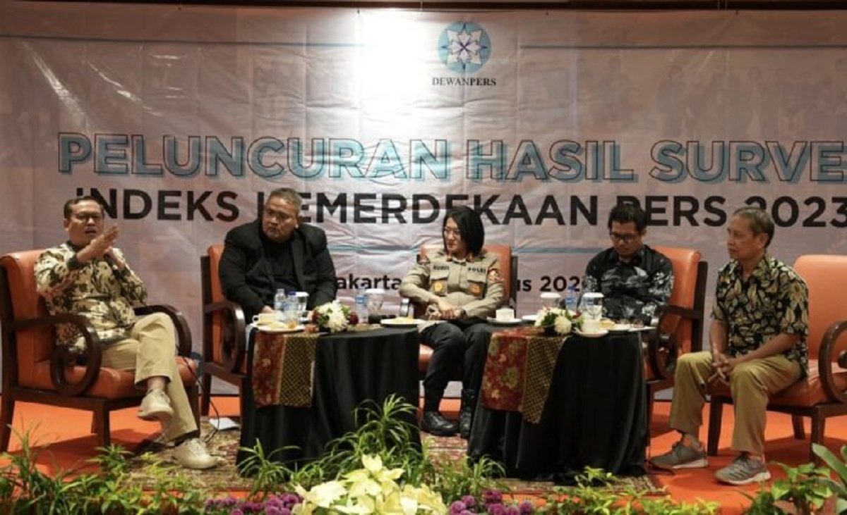 Acara peluncuran Indeks Kebebasan Pers 2023 di Jakarta pada Kamis, 31 Agustus 2023. (Dokumentasi Dewan Pers)