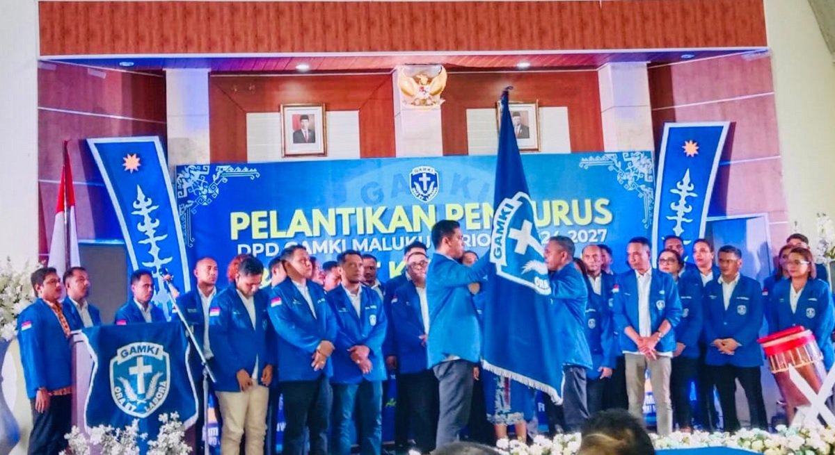 Pengurus DPD GAMKI Maluku dilantik Ketua Umum DPP GAMKI Sahat Martin, di Gedung PGSD Unpatti Ambon, Sabtu (21/09/2024)