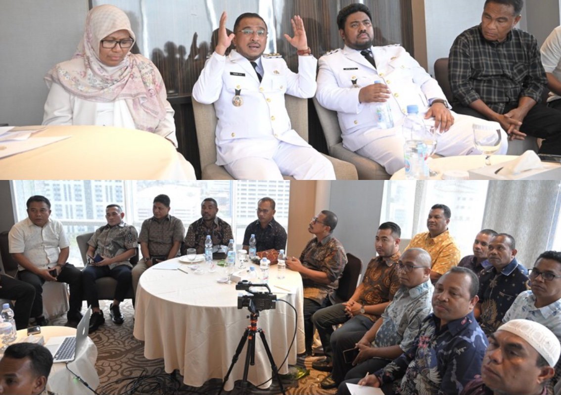 Bupati-Wabup SBT, Fachri Husni Alkatiri-Muhammad Miftah Thoha Rumarey Wattimena (Vitho) menggelar rapat dengan Pj Sekda SBT Mirnawati Derlen dan semua pimpinan OPD (foto : beritabeta.com)